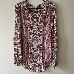 Lucky Brand Boho Crepe Peasant Blouse